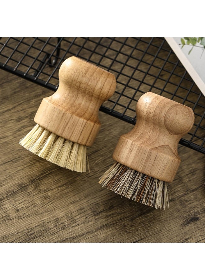 Bamboo Dish Scrub Brushes, Kitchen Wooden Cleaning Scrubbers for Washing Cast Iron Pan/Pot, Natural Sisal ,Coconut and Wood Handle, Set of 2 - Image 5